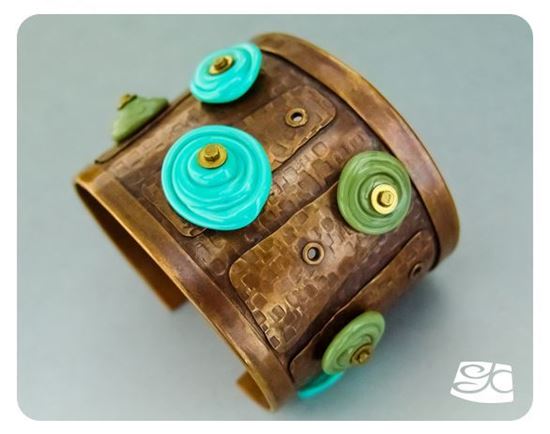 Picture of Riveted Copper Cuff with Glass Disks DIY Tutorial