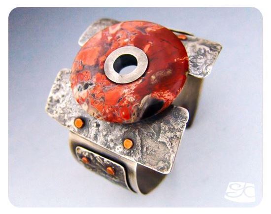 Picture of Reticulated Silver Cuff with Natural Stone Donut Focal DIY PDF Tutorial