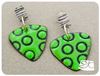 Picture of Sterling silver, bright green and black, torch fired enamel earrings