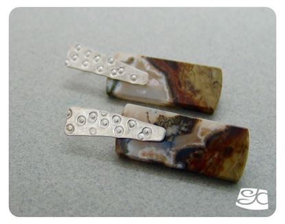 Picture of Handmade artisan earrings in sterling silver and jasper