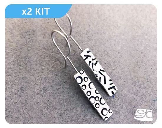 Picture of DIY JEWELRY KIT 2:  2  pairs of  Silver-Silver parts plus 1 Digital Tutorial. "No Solder Dot and Dashes Sterling Silver Earrings ". FREE SHIPPING.